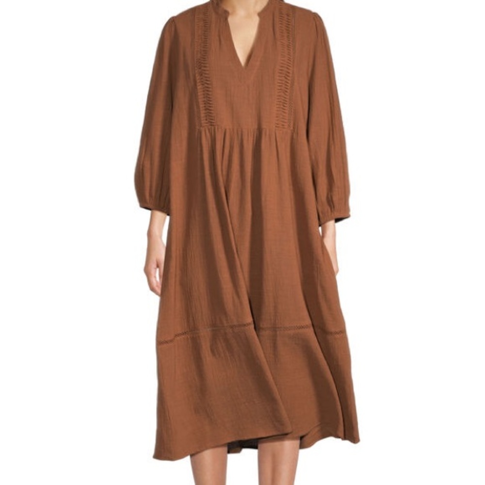 100% Cotton Crinkle Gauze Midi Dress